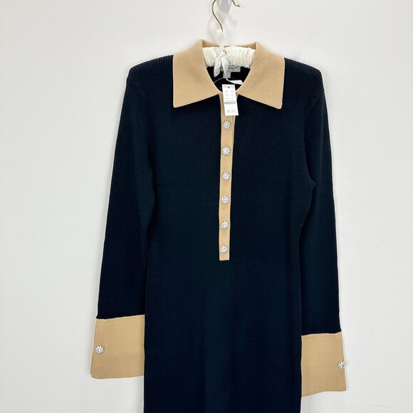 J.Crew Ribbed Polo Sweater Dress Jewel Buttons Stretch Knit Preppy Small NWT - Picture 5 of 12